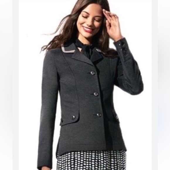 CAbi Charcoal Gray Ponte Knit Crew Blazer size small - Picture 1 of 3